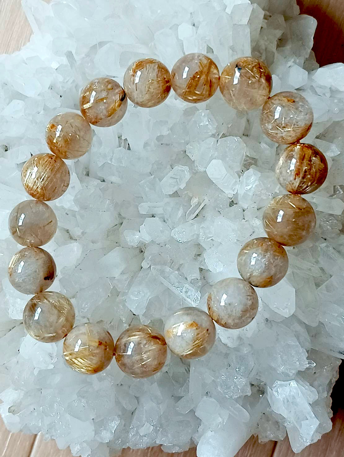 ルチルクオーツ金針水晶12ミリブレスレット