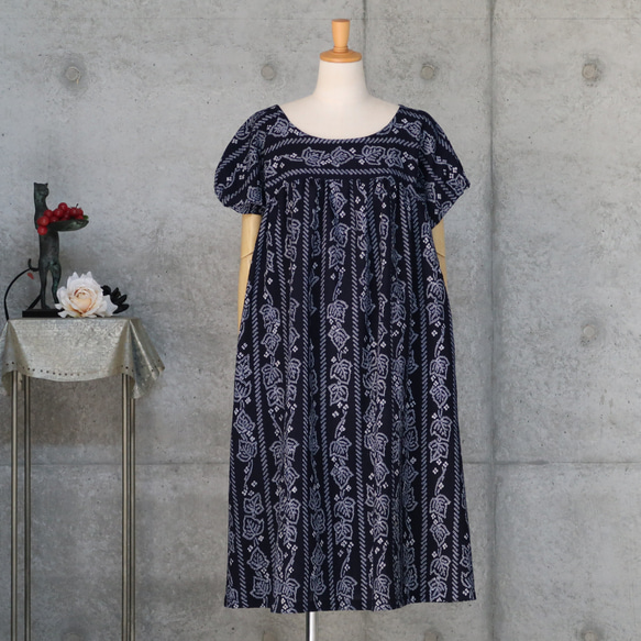 有松絞り リメイク ワンピース サイズM．L 浴衣リメイク 有松鳴海