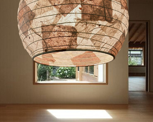 径40㎝角パッチ和紙提灯照明ペンダント 1灯灯具付き シーリングライト