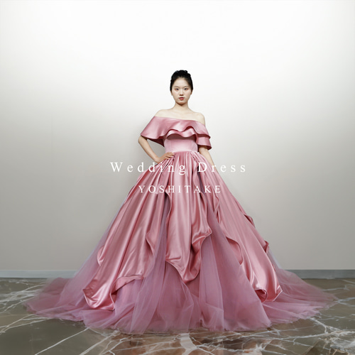 オーダー制作】ウエディングドレス.くすみピンク.カラードレス.サテン