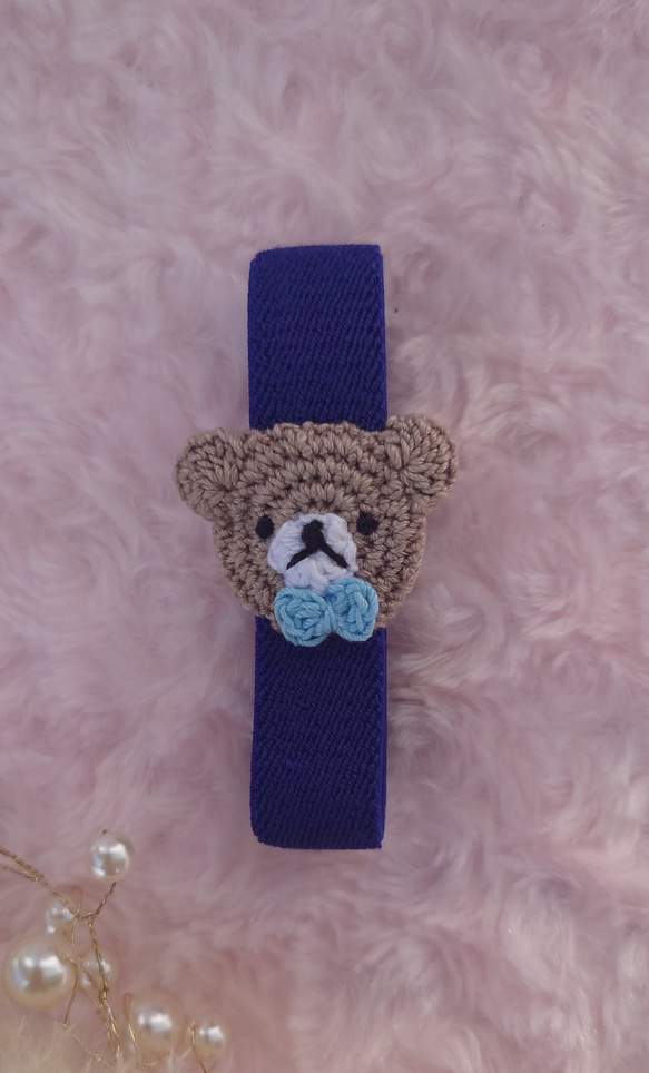 【送料無料】おめかしくまちゃん　ランチベルト（縦バージョン） 1枚目の画像