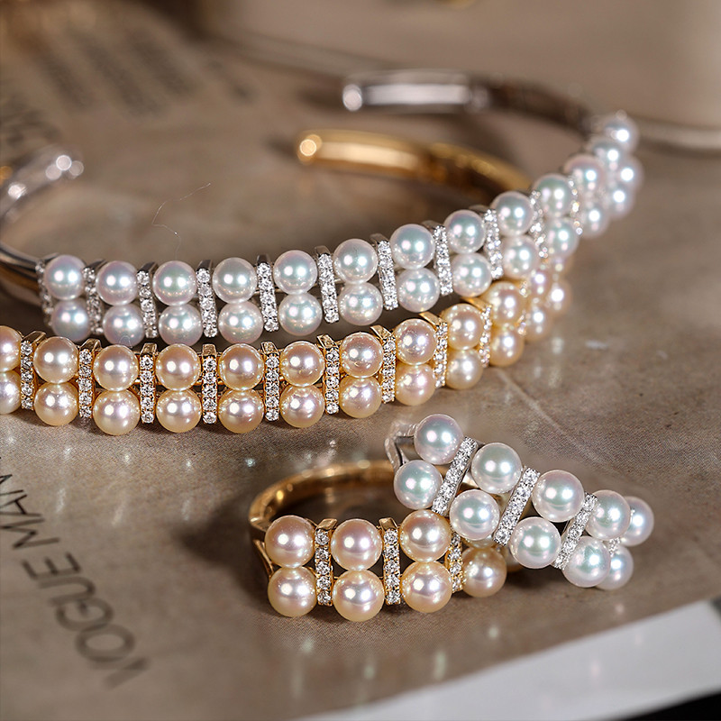 [ヘイズジュエリー] プロローグシリーズ 18Kゴールド 天然ダイヤモンド ノンカラー オーロラ 3.5-4mm 日本製アコヤ海