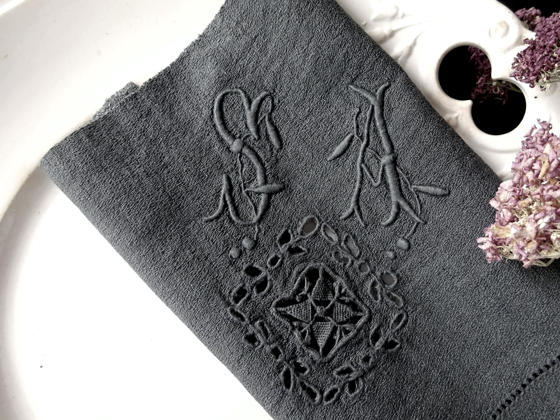 1900年代 フランス 刺繍 立体 モノグラム イニシャル 服飾 衣装