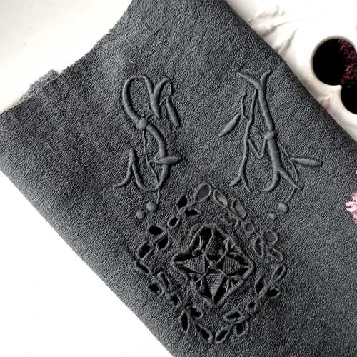 1900年代 フランス 刺繍 立体 モノグラム イニシャル 服飾 衣装