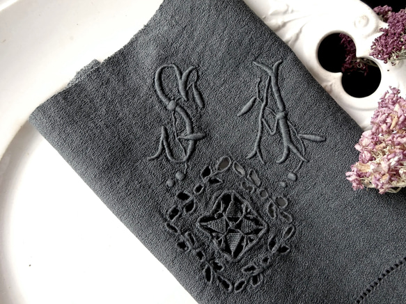 1900年代 フランス 刺繍 立体 モノグラム イニシャル 服飾 衣装