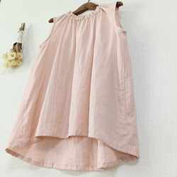 SALE☆一点もの☆　フリルネックのノースリーブブラウス　スィートオレンジ　柔らかダブルガーゼ 7枚目の画像