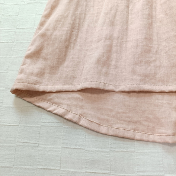 SALE☆一点もの☆　フリルネックのノースリーブブラウス　スィートオレンジ　柔らかダブルガーゼ 4枚目の画像