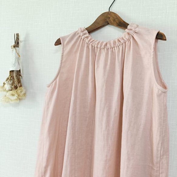 SALE☆一点もの☆　フリルネックのノースリーブブラウス　スィートオレンジ　柔らかダブルガーゼ 6枚目の画像