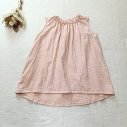 SALE☆一点もの☆　フリルネックのノースリーブブラウス　スィートオレンジ　柔らかダブルガーゼ 1枚目の画像