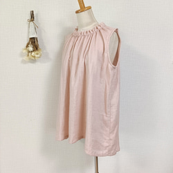 SALE☆一点もの☆　フリルネックのノースリーブブラウス　スィートオレンジ　柔らかダブルガーゼ 9枚目の画像