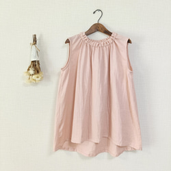 SALE☆一点もの☆　フリルネックのノースリーブブラウス　スィートオレンジ　柔らかダブルガーゼ 5枚目の画像