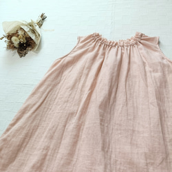 SALE☆一点もの☆　フリルネックのノースリーブブラウス　スィートオレンジ　柔らかダブルガーゼ 2枚目の画像