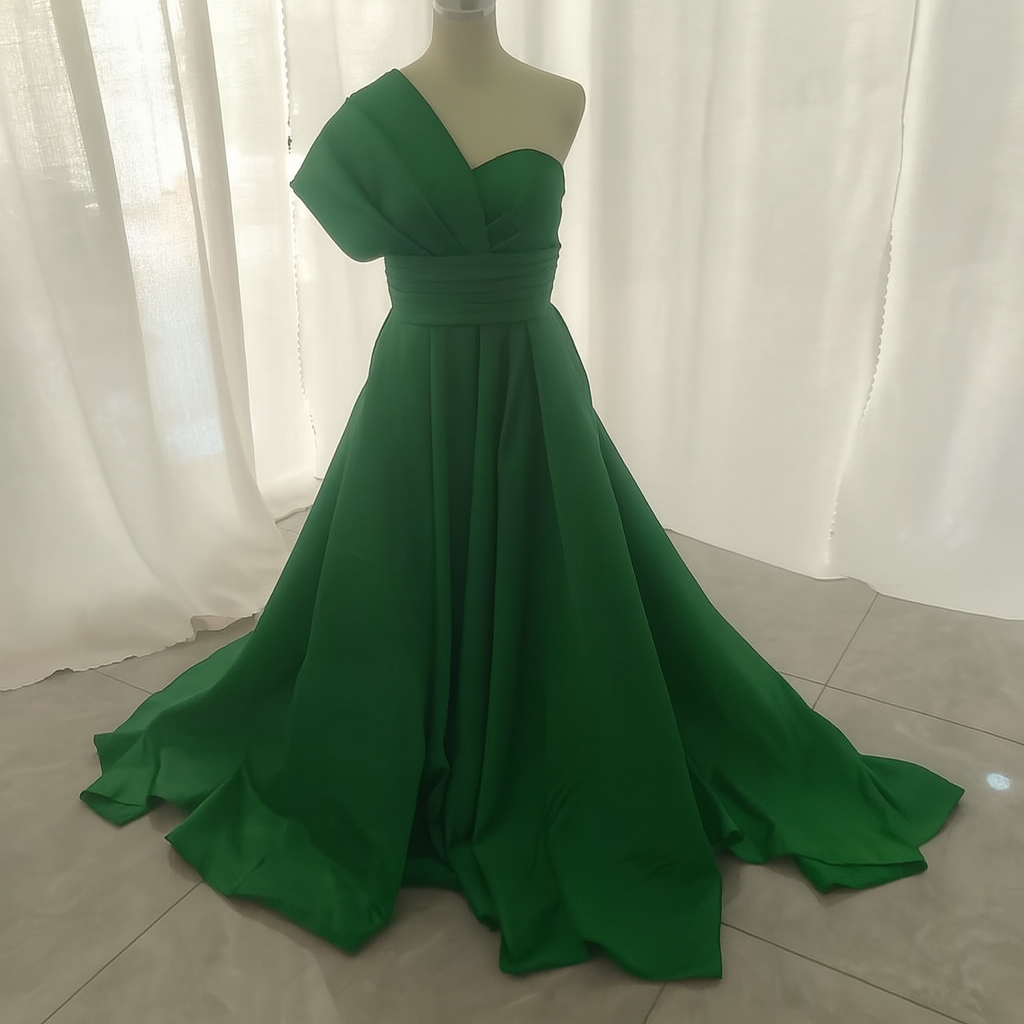 送料無料！人気上昇！グリーン    カラードレス 2次会 花嫁 ロングトレーン オーバ撮り/花嫁