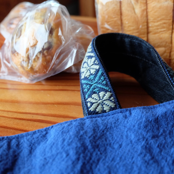 【限量】Kogin刺繡棉麻麵包袋【午餐袋☺︎刺繡】副袋⌘訂製⌘ 第4張的照片