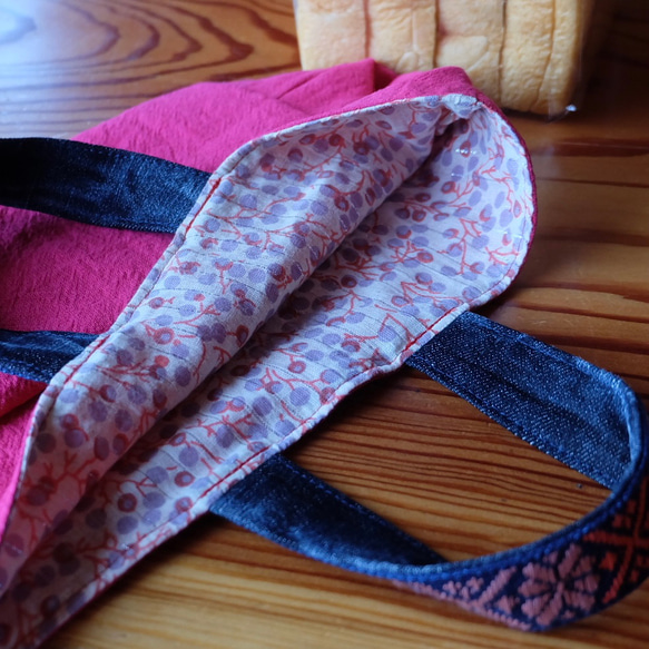 【限量】Kogin刺繡棉麻麵包袋【午餐袋☺︎刺繡】副袋⌘訂製⌘ 第13張的照片