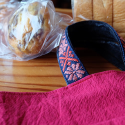 【限量】Kogin刺繡棉麻麵包袋【午餐袋☺︎刺繡】副袋⌘訂製⌘ 第5張的照片