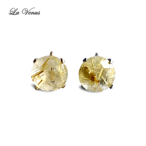 ✴︎つけっぱなしOK✴︎ 天然 大粒6mm ゴールドルチルクォーツ ピアス