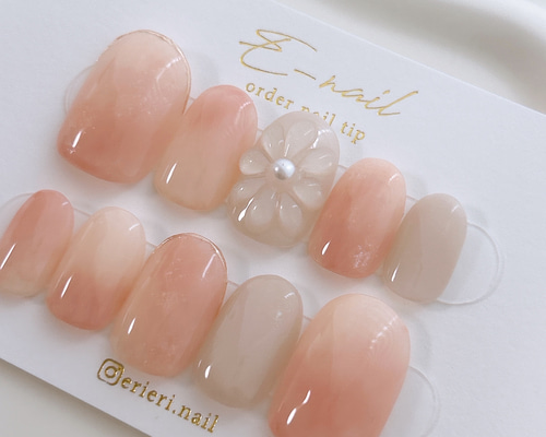 ネイルチップ　ニュアンスネイル　ピンク　ブライダル　ちゅるん　桃ネイル　夏 d2907dbe1de998cdafc6d81766d228