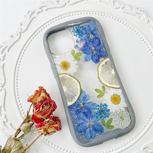 レモンiFace風押し花スマホケース、iPhone全機種対応、iPhone17、iPhone17Pro、iPhone8