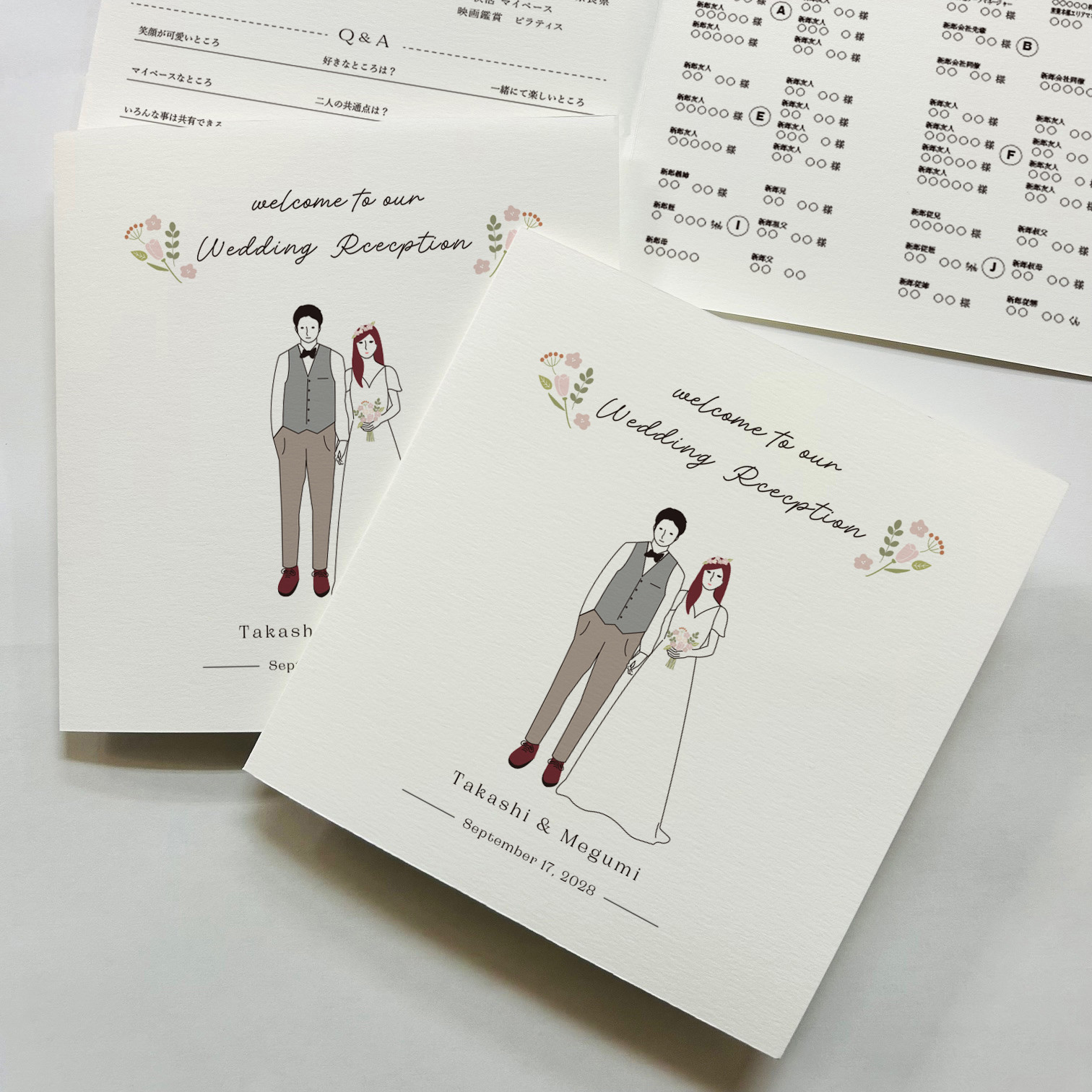 三つ折り｜プロフィールブック洋装Standard｜席次表｜スクエア型｜結婚式