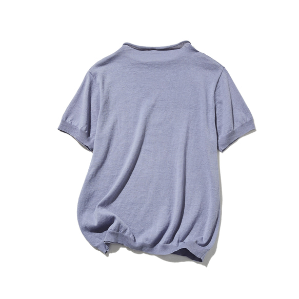 ★即納★夏の定番に！涼やか着回しニット　リネン コットン半袖トップス　明るく渋い青紫色　250704-4 16枚目の画像