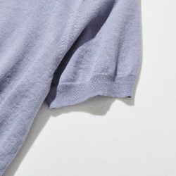 ★即納★夏の定番に！涼やか着回しニット　リネン コットン半袖トップス　明るく渋い青紫色　250704-4 14枚目の画像