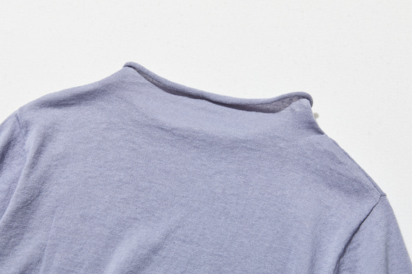 ★即納★夏の定番に！涼やか着回しニット　リネン コットン半袖トップス　明るく渋い青紫色　250704-4 17枚目の画像