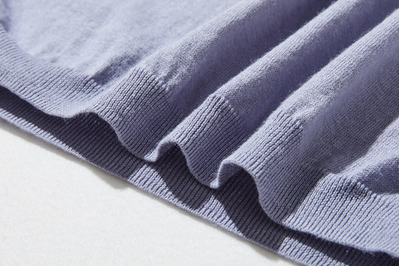 ★即納★夏の定番に！涼やか着回しニット　リネン コットン半袖トップス　明るく渋い青紫色　250704-4 18枚目の画像