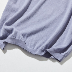 ★即納★夏の定番に！涼やか着回しニット　リネン コットン半袖トップス　明るく渋い青紫色　250704-4 15枚目の画像