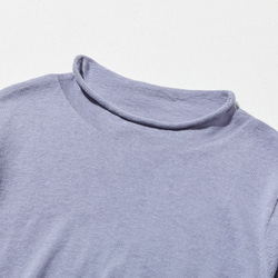 ★即納★夏の定番に！涼やか着回しニット　リネン コットン半袖トップス　明るく渋い青紫色　250704-4 12枚目の画像