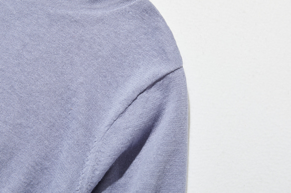 ★即納★夏の定番に！涼やか着回しニット　リネン コットン半袖トップス　明るく渋い青紫色　250704-4 13枚目の画像