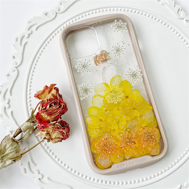 紫陽花iFace風押し花スマホケース、iPhone全機種対応、iPhone16e、iPhone15Pro、iPhone8