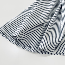 半袖サイドリボンワンピース　* Cotton リップル素材　紺と白のストライプ柄 * 11枚目の画像