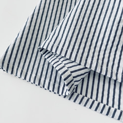 半袖サイドリボンワンピース　* Cotton リップル素材　紺と白のストライプ柄 * 12枚目の画像