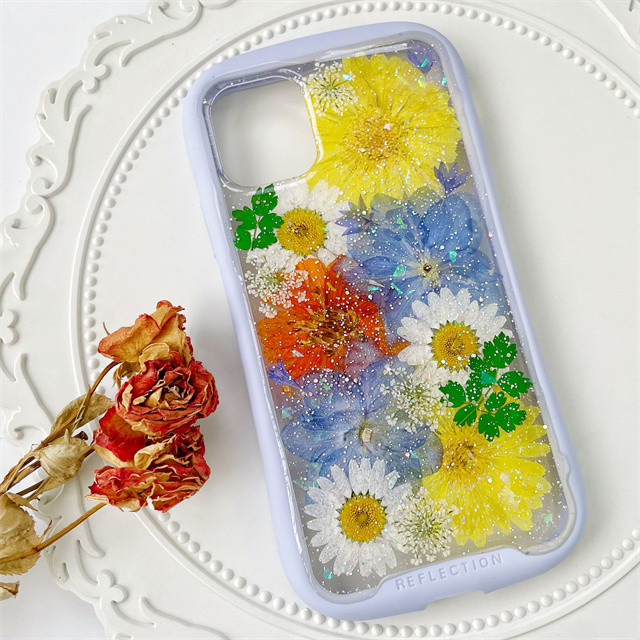 菊 iFace風押し花スマホケース、iPhone全機種対応、iPhone16e、iPhone15Pro、iPhone8