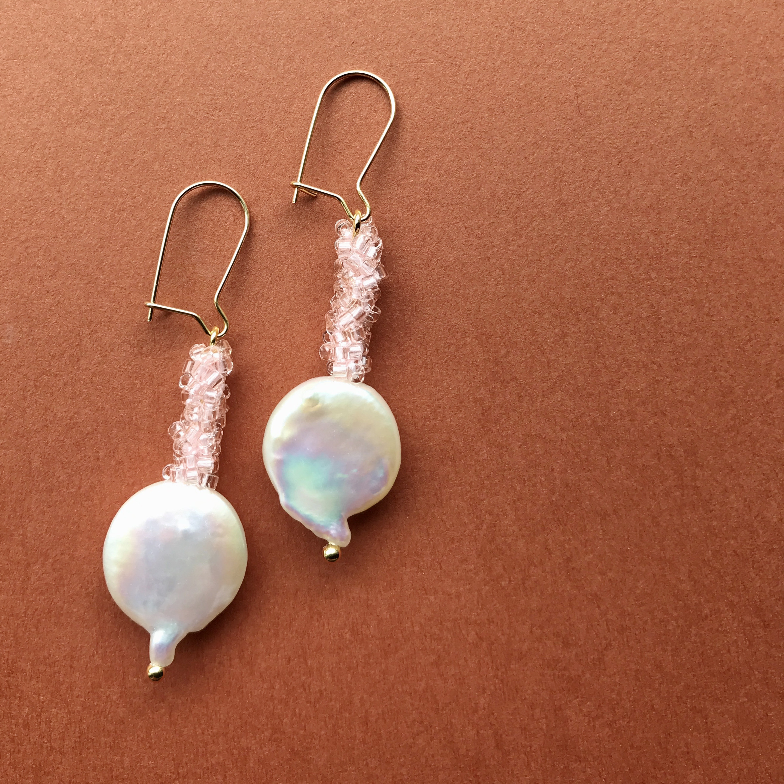 【一点物】淡水パール＋ガラスビーズ　ピアス