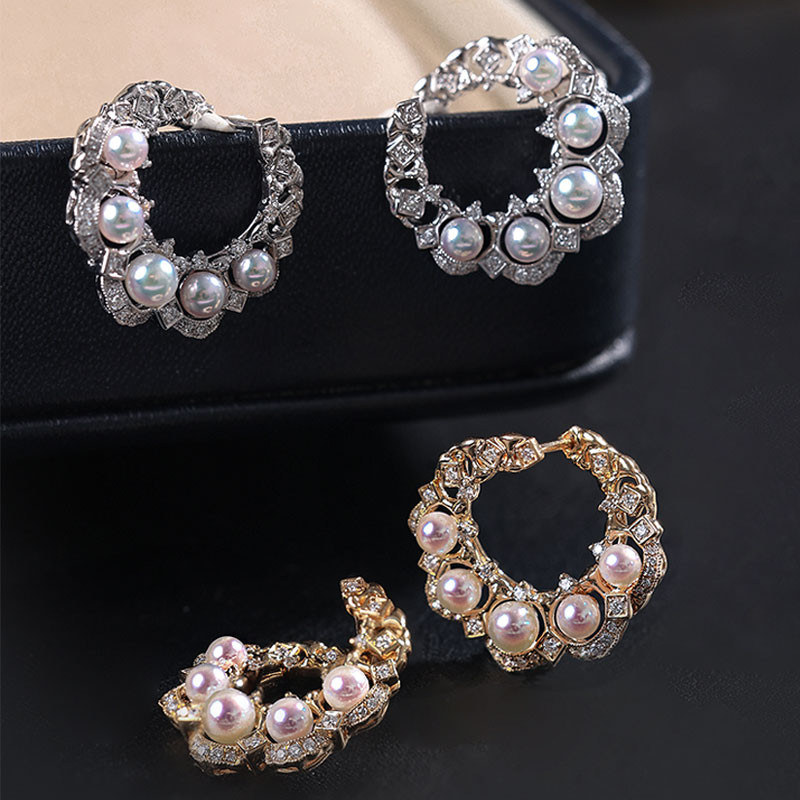 [ヘイズジュエリー] ウィンザー ムーンライトシリーズ 18Kイエローゴールド＆ホワイトゴールド 2.5-4mm 日本製アコヤ真