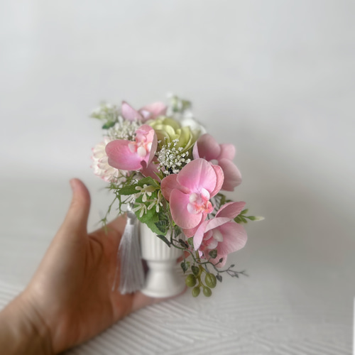 仏花、お供え花、ピンク胡蝶蘭アレンジ　初盆　法事 仏花、お供え花、ピンク胡蝶蘭アレンジ初盆法事