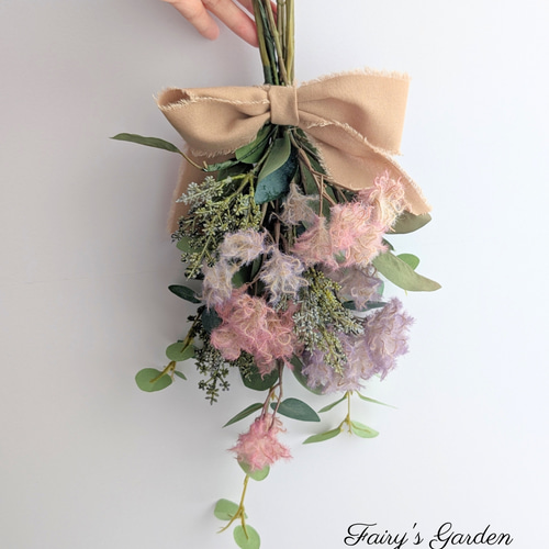 毎年飾れるスモークツリーとユーカリのスワッグ アーティフィシャル