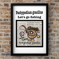 フレーム付き☆貼り絵☆イラスト☆パキポディウム・グラキリス