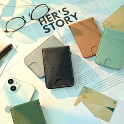 MagSafe対応 スタンド型カードケース 【 シュリンクレザー 】 スマホスタンド カード収納 本革 HW34K 15枚目の画像