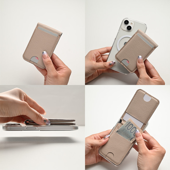 MagSafe対応 スタンド型カードケース 【 シュリンクレザー 】 スマホスタンド カード収納 本革 HW34K 11枚目の画像