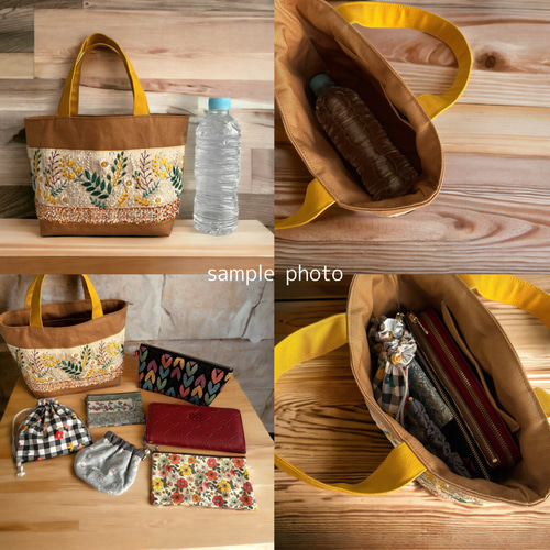 インド／刺繍】かごバッグ 軽量/フラワーガーデン かごバッグ KOKORON
