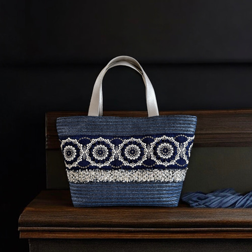 インド／刺繍】かごバッグ 軽量/ネイビー かごバッグ KOKORON 通販
