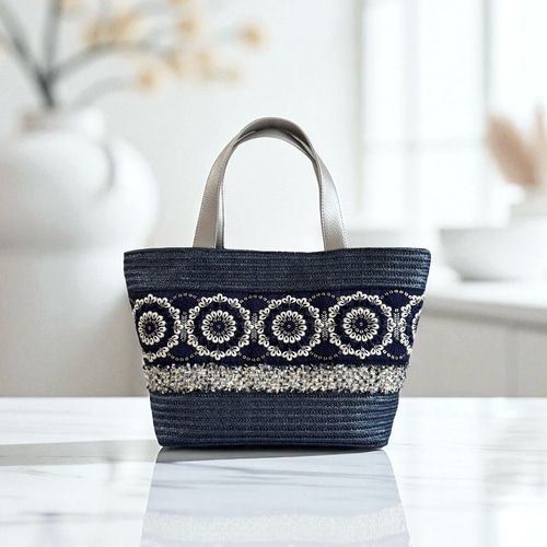 インド／刺繍】かごバッグ 軽量/ネイビー かごバッグ KOKORON 通販