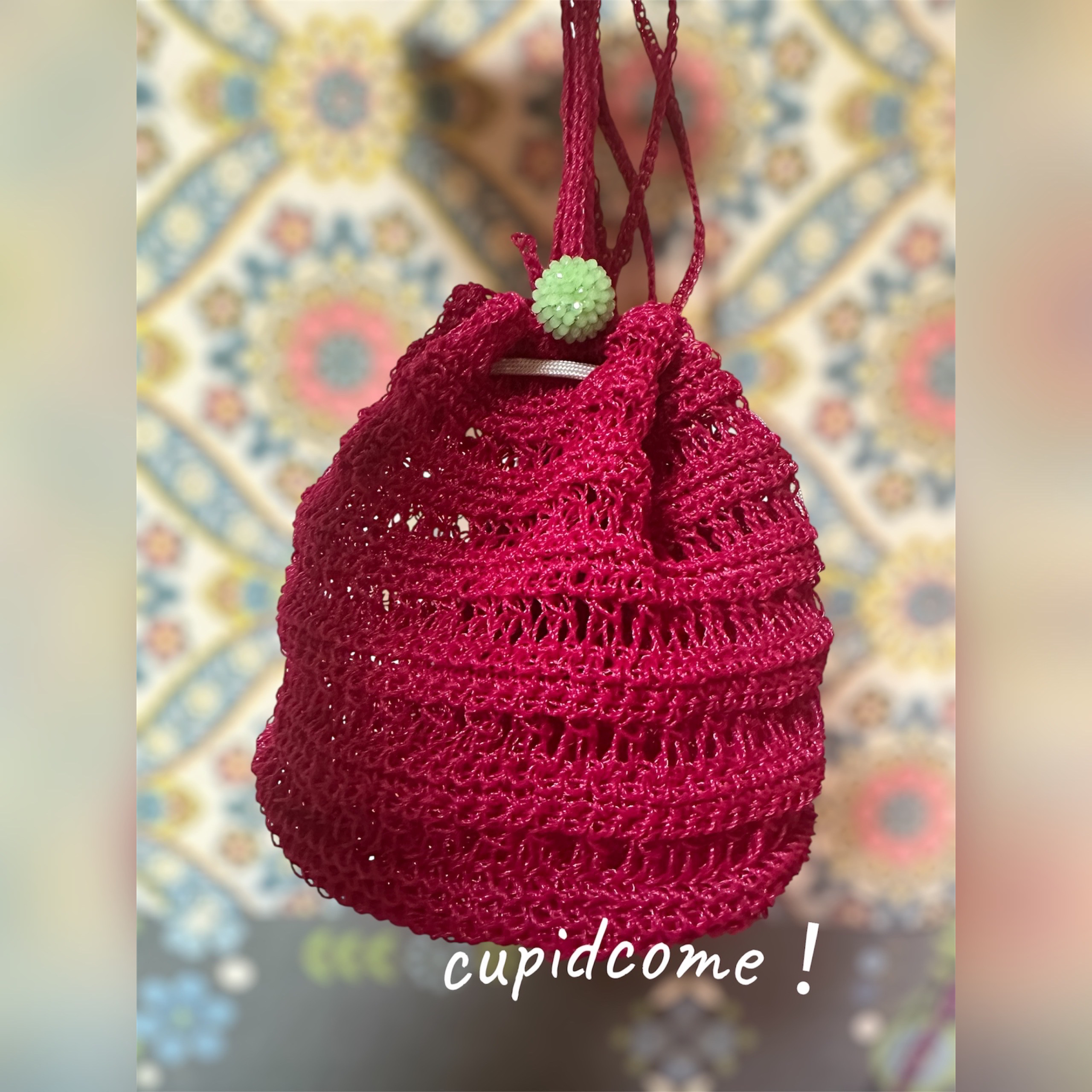 No.229 ダルマプラコード夏の巾着ミニバッグ【受注制作】