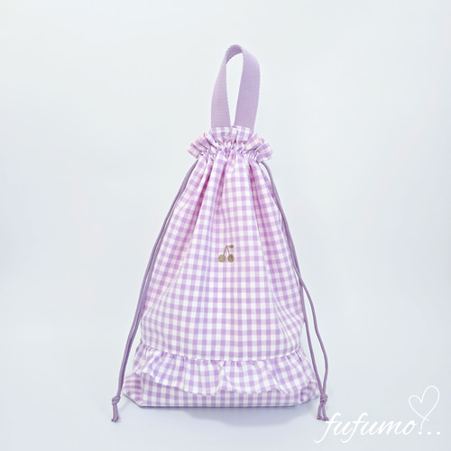 入園入学準備品5点セット＊パープルギンガム 入園入学準備品5点セット＊パープルギンガム その他入園グッズ fufumo