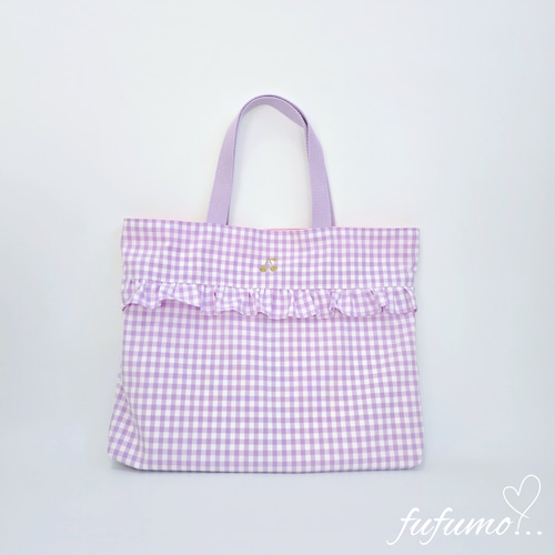 入園入学準備品5点セット＊パープルギンガム その他入園グッズ fufumo
