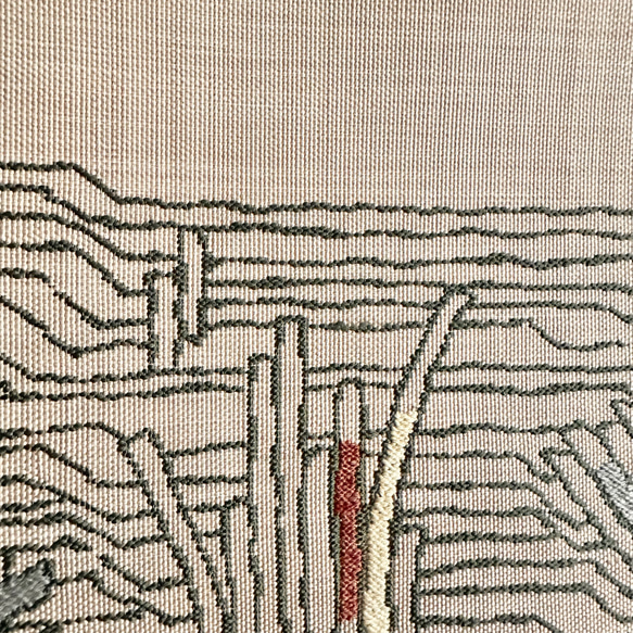 帯のタペストリー　流木×涼しげなベージュ　テーブルランナー使用可　小物　和モダン　着物　リメイク インテリア　和室 7枚目の画像