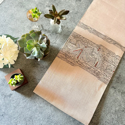 帯のタペストリー　流木×涼しげなベージュ　テーブルランナー使用可　小物　和モダン　着物　リメイク インテリア　和室 2枚目の画像